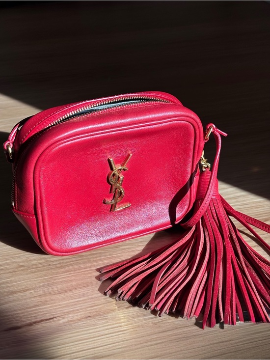 Saint Laurent Handbags - YSL Saint Laurent Monogram Blogger Bag with Tassel - Rouge Eros (Red/Cherry Red)